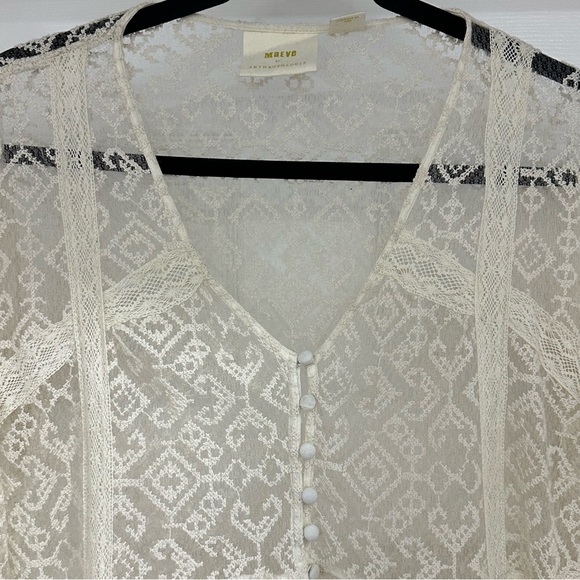 Maeve by Anthropologie ivory shimmering sheer coverup/duster size XS - Picture 5 of 5